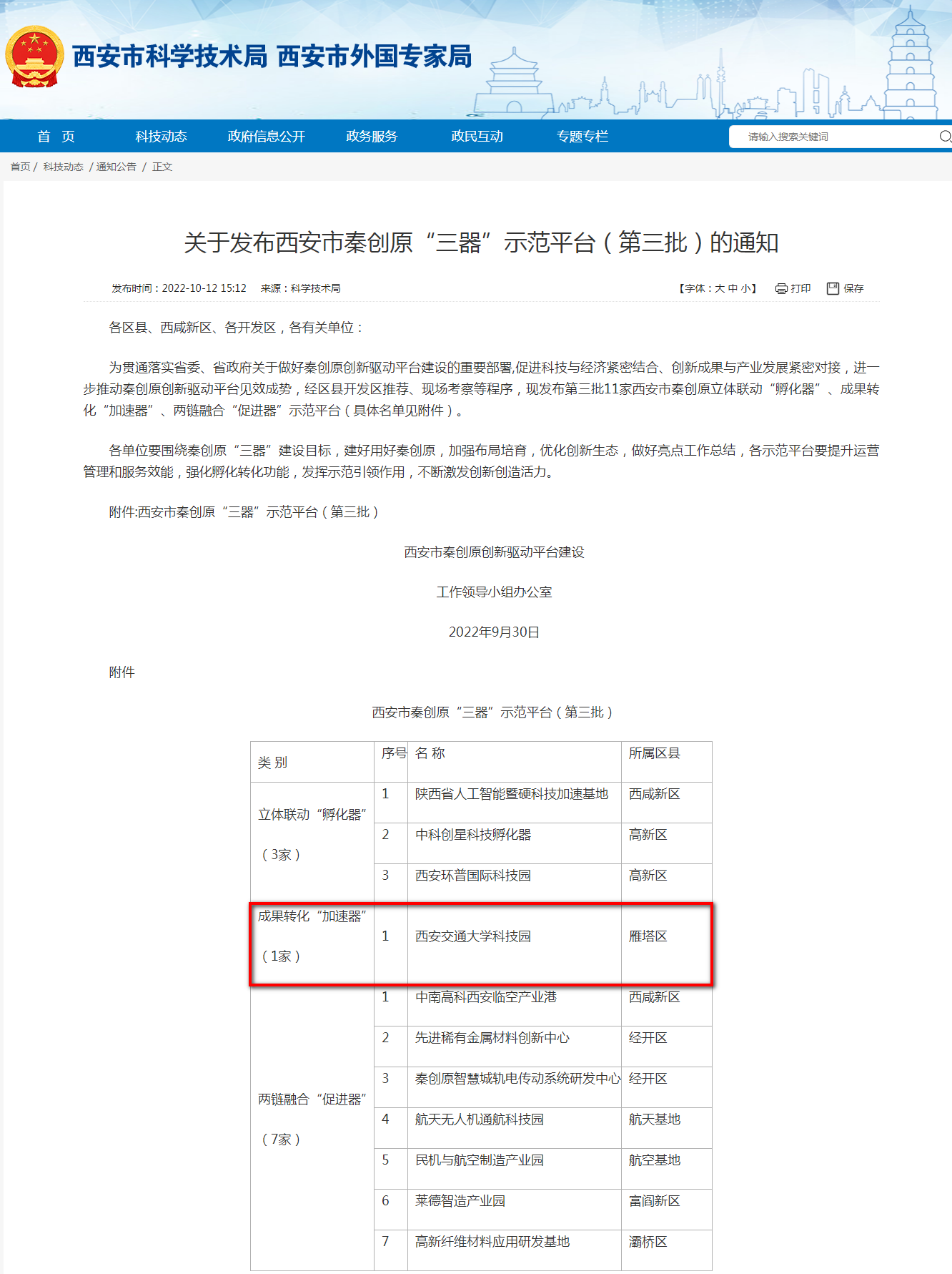 西安交通大学国家大学科技园荣获西安市秦创原“三器”示范平台